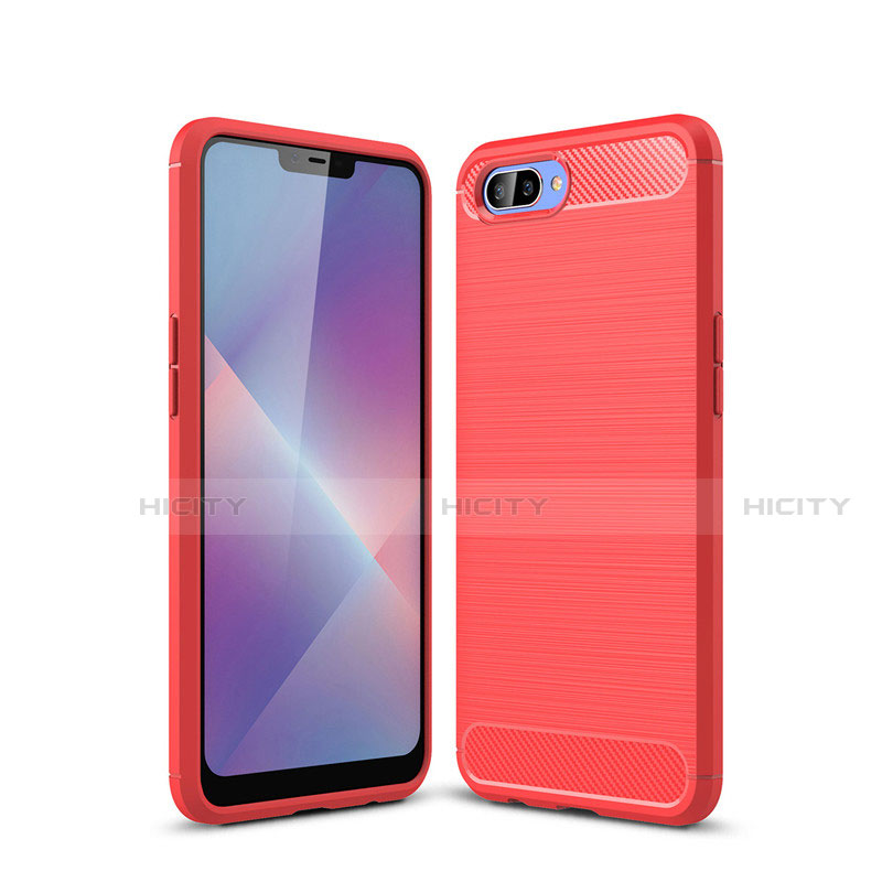 Coque Silicone Housse Etui Gel Line pour Oppo A12e Rouge Plus