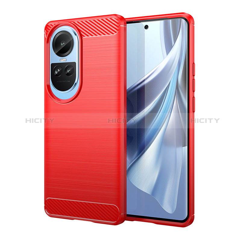 Coque Silicone Housse Etui Gel Line pour Oppo Reno10 5G Rouge Plus