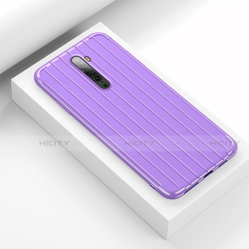 Coque Silicone Housse Etui Gel Line pour Oppo Reno2 Violet Plus