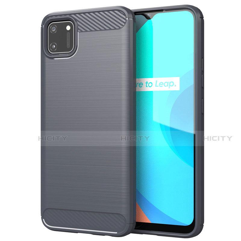 Coque Silicone Housse Etui Gel Line pour Realme C11 Gris Plus