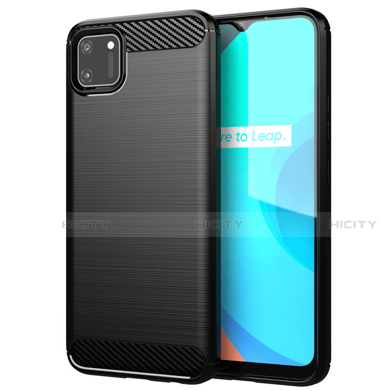 Coque Silicone Housse Etui Gel Line pour Realme C11 Noir Plus