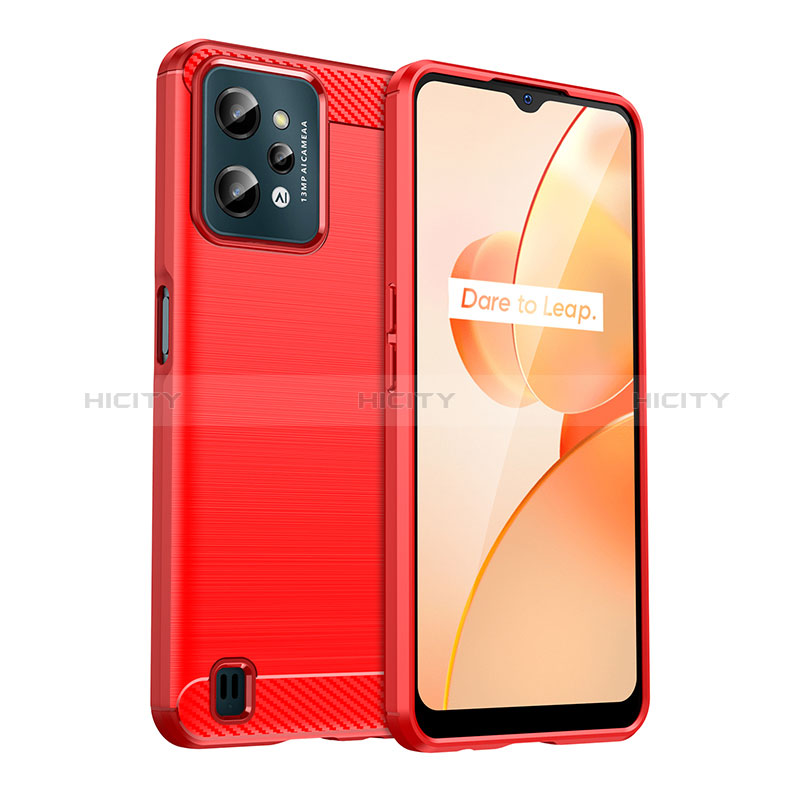 Coque Silicone Housse Etui Gel Line pour Realme C31 Rouge Plus