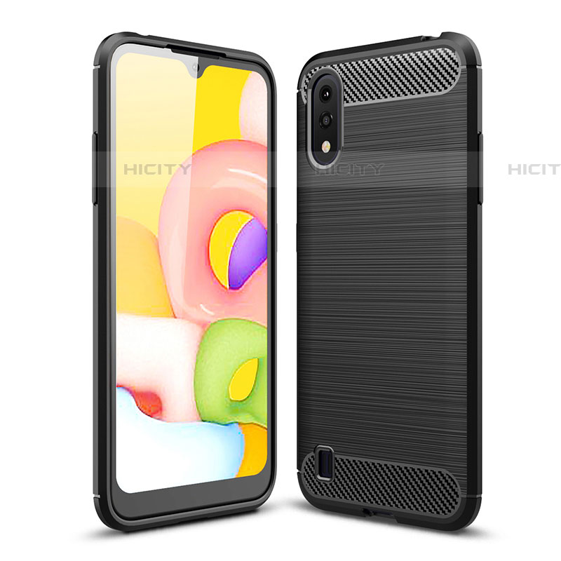 Coque Silicone Housse Etui Gel Line pour Samsung Galaxy A01 SM-A015 Noir Plus