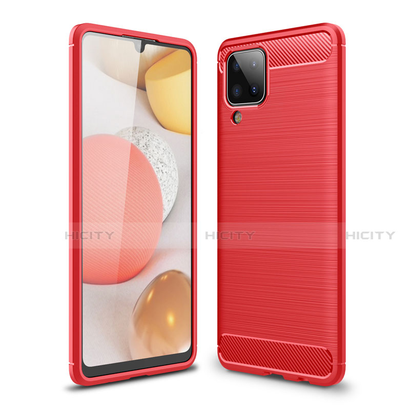 Coque Silicone Housse Etui Gel Line pour Samsung Galaxy A12 Rouge Plus