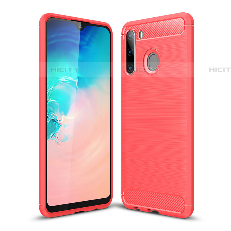 Coque Silicone Housse Etui Gel Line pour Samsung Galaxy A21 European Rouge Plus