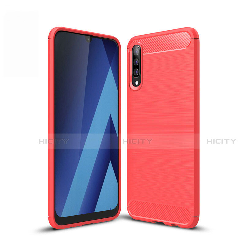 Coque Silicone Housse Etui Gel Line pour Samsung Galaxy A50 Rouge Plus