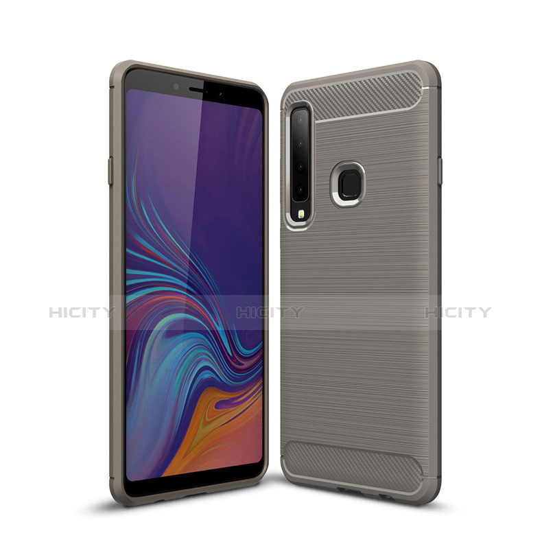 Coque Silicone Housse Etui Gel Line pour Samsung Galaxy A9s Gris Plus