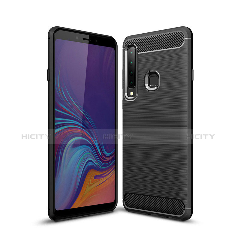 Coque Silicone Housse Etui Gel Line pour Samsung Galaxy A9s Noir Plus