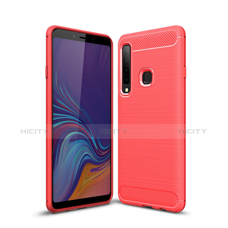 Coque Silicone Housse Etui Gel Line pour Samsung Galaxy A9s Rouge Plus