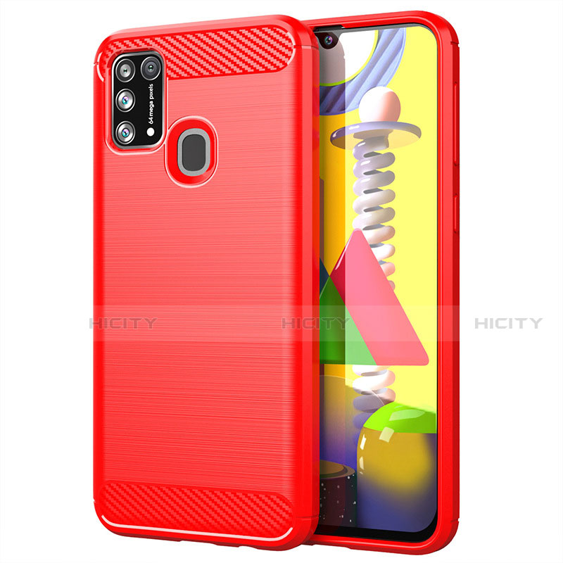 Coque Silicone Housse Etui Gel Line pour Samsung Galaxy M21s Rouge Plus