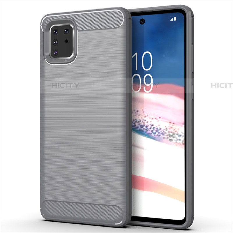 Coque Silicone Housse Etui Gel Line pour Samsung Galaxy M60s Gris Plus