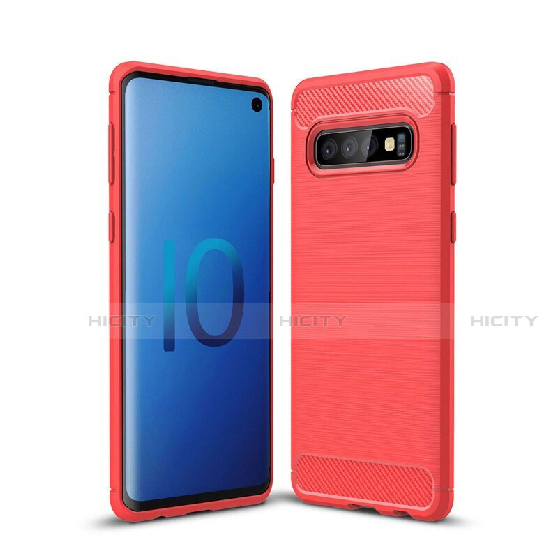 Coque Silicone Housse Etui Gel Line pour Samsung Galaxy S10 5G Rouge Plus