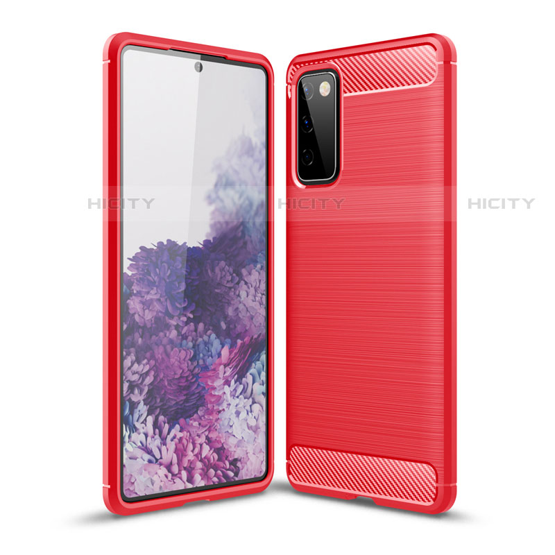 Coque Silicone Housse Etui Gel Line pour Samsung Galaxy S20 Lite 5G Rouge Plus