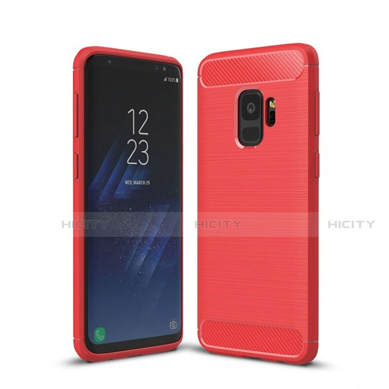 Coque Silicone Housse Etui Gel Line pour Samsung Galaxy S9 Rouge Plus