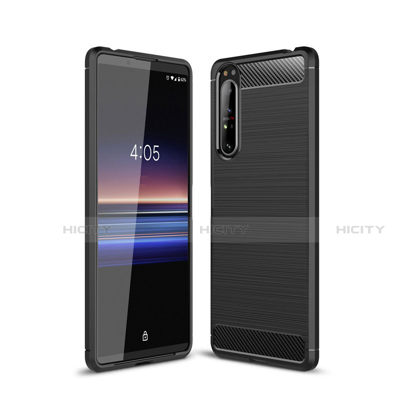 Coque Silicone Housse Etui Gel Line pour Sony Xperia 1 II Noir Plus