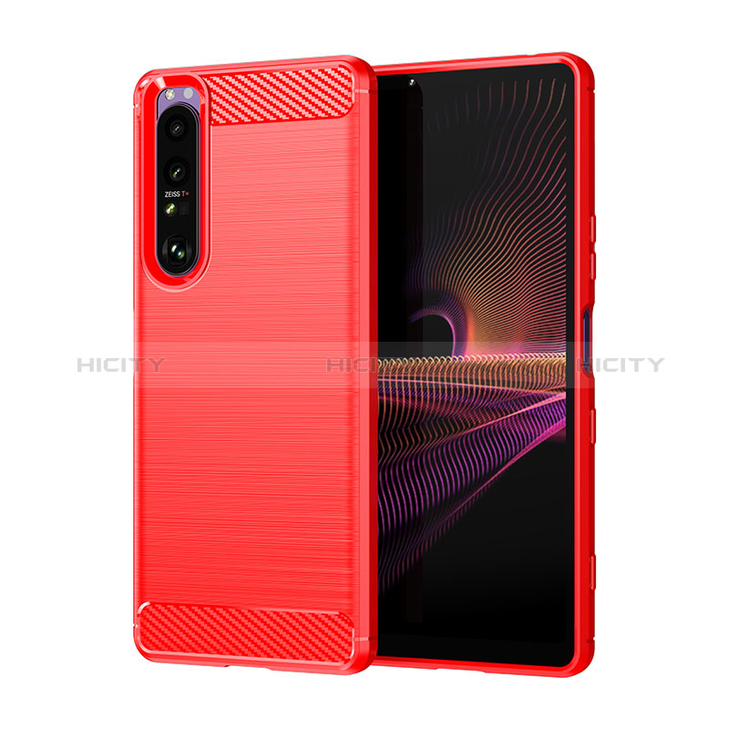 Coque Silicone Housse Etui Gel Line pour Sony Xperia 1 III Rouge Plus