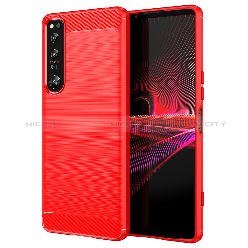 Coque Silicone Housse Etui Gel Line pour Sony Xperia 1 IV Rouge Plus