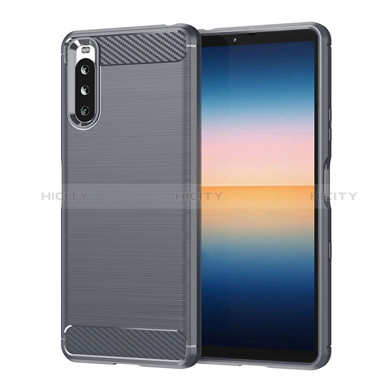 Coque Silicone Housse Etui Gel Line pour Sony Xperia 10 III Gris Plus