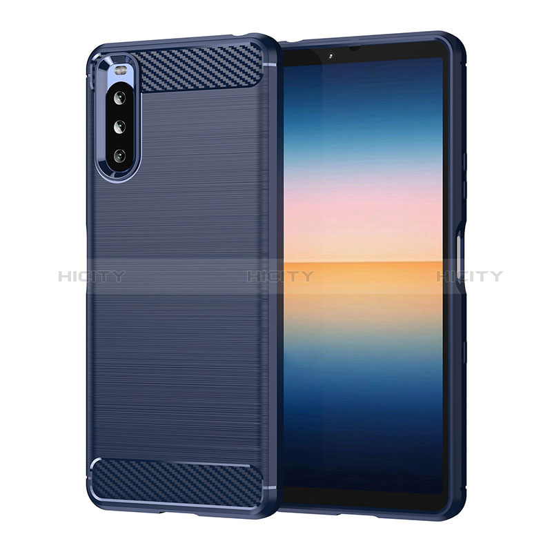 Coque Silicone Housse Etui Gel Line pour Sony Xperia 10 III SO-52B Bleu Plus