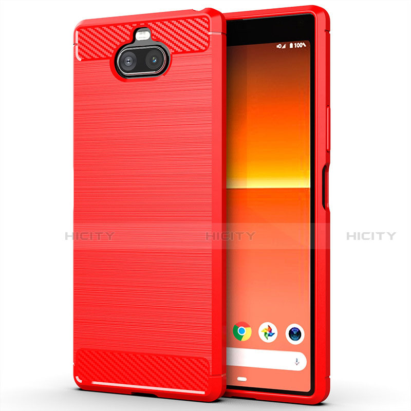 Coque Silicone Housse Etui Gel Line pour Sony Xperia 8 Lite Rouge Plus