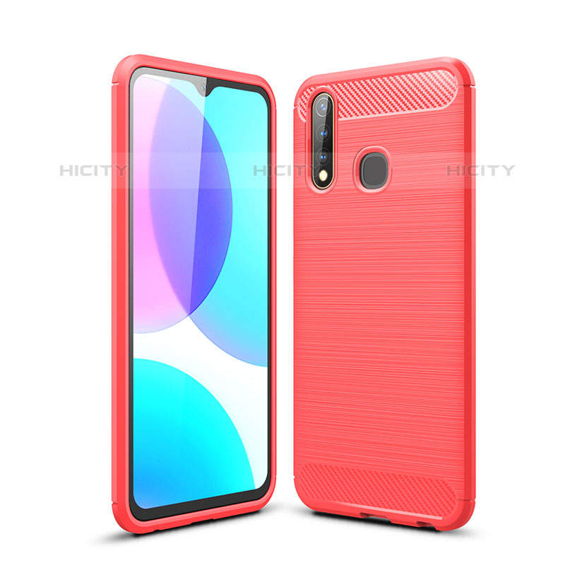 Coque Silicone Housse Etui Gel Line pour Vivo iQOO U3 4G Rouge Plus