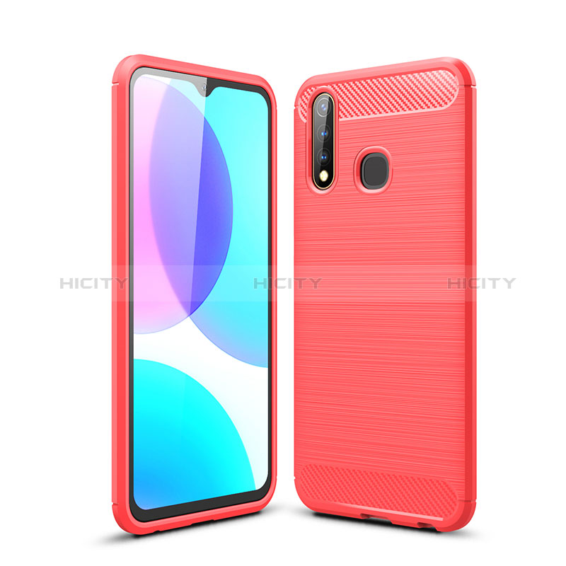 Coque Silicone Housse Etui Gel Line pour Vivo Y19 Rouge Plus