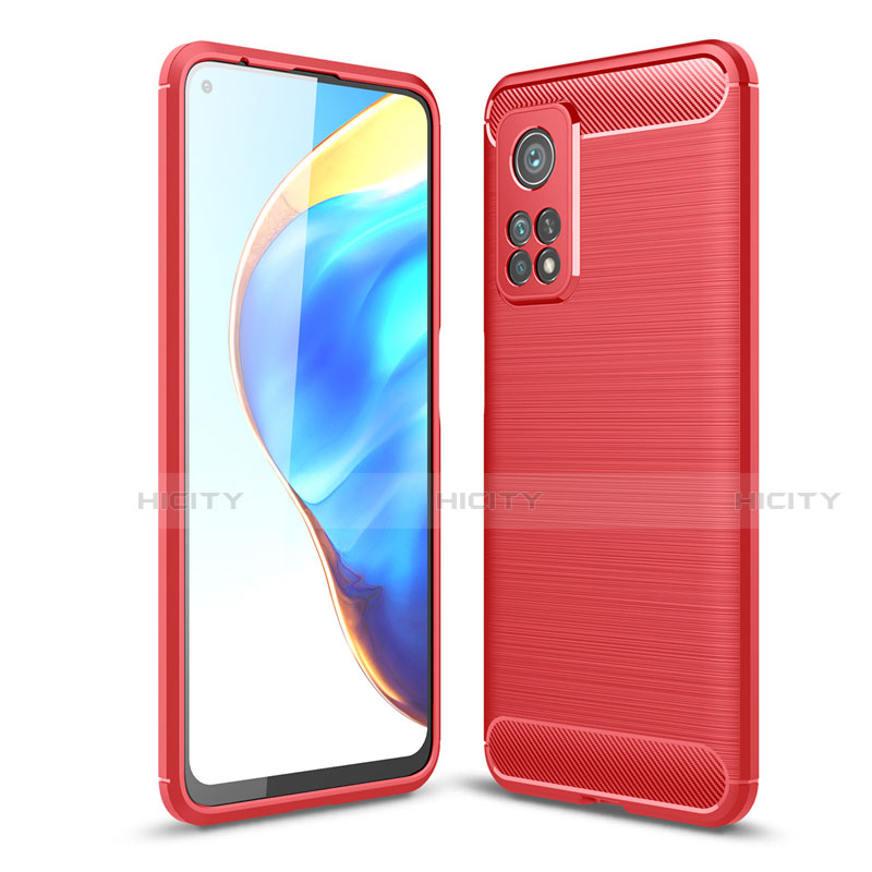 Coque Silicone Housse Etui Gel Line pour Xiaomi Mi 10T Pro 5G Rouge Plus