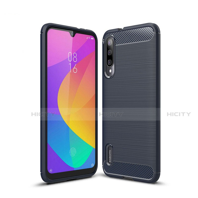 Coque Silicone Housse Etui Gel Line pour Xiaomi Mi A3 Bleu Plus