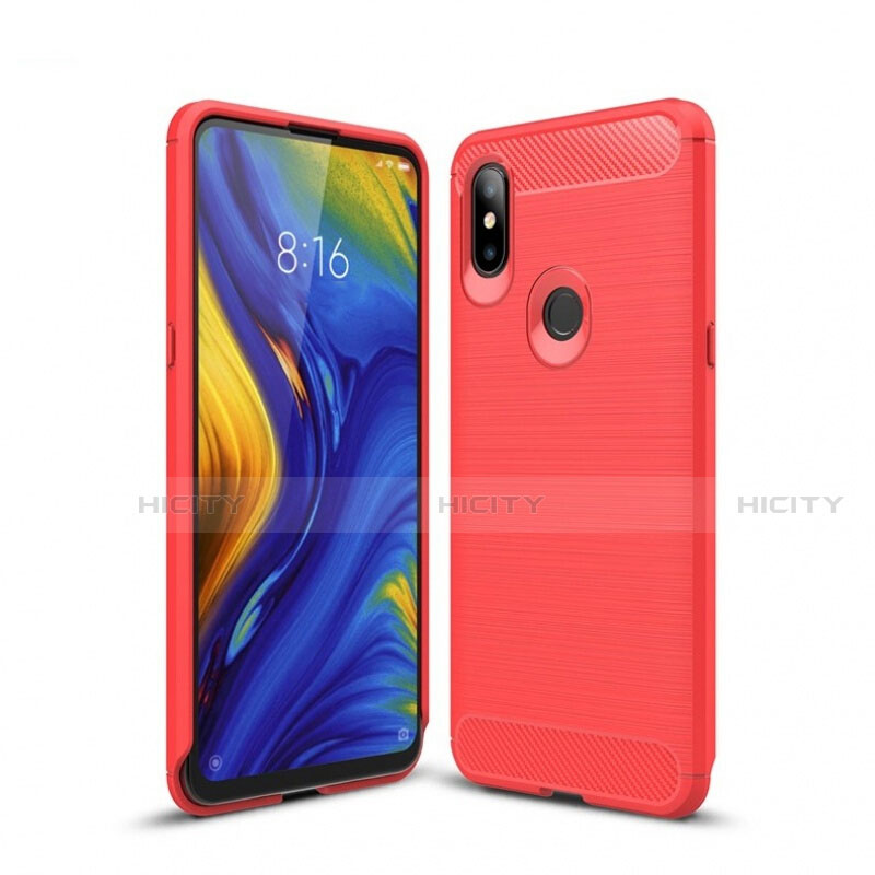 Coque Silicone Housse Etui Gel Line pour Xiaomi Mi Mix 3 Rouge Plus