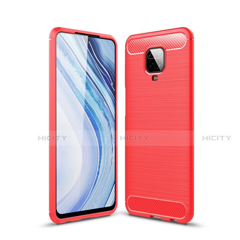 Coque Silicone Housse Etui Gel Line pour Xiaomi Poco M2 Pro Rouge Plus