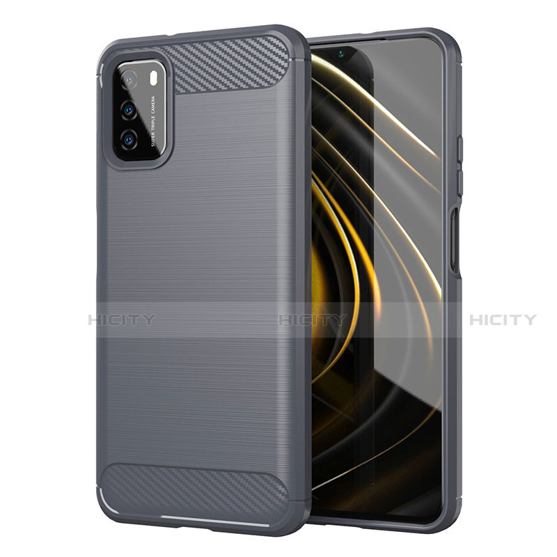 Coque Silicone Housse Etui Gel Line pour Xiaomi Poco M3 Gris Plus