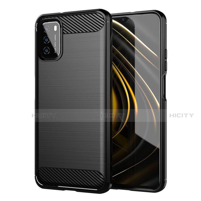 Coque Silicone Housse Etui Gel Line pour Xiaomi Poco M3 Noir Plus