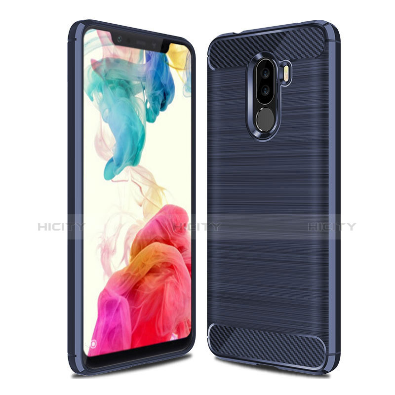 Coque Silicone Housse Etui Gel Line pour Xiaomi Pocophone F1 Bleu Plus