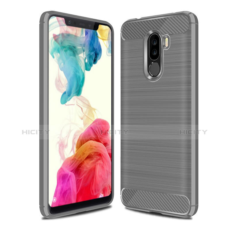 Coque Silicone Housse Etui Gel Line pour Xiaomi Pocophone F1 Gris Plus