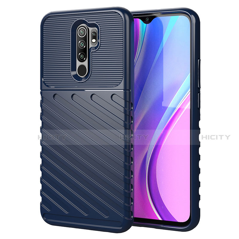 Coque Silicone Housse Etui Gel Line pour Xiaomi Redmi 9 Bleu Plus