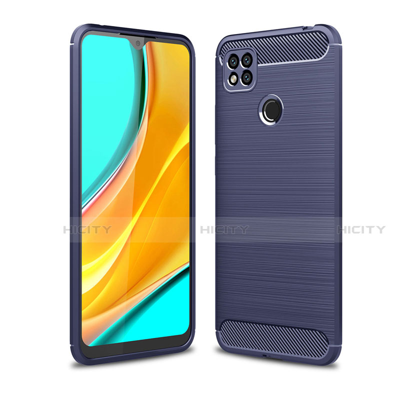 Coque Silicone Housse Etui Gel Line pour Xiaomi Redmi 9 India Bleu Plus