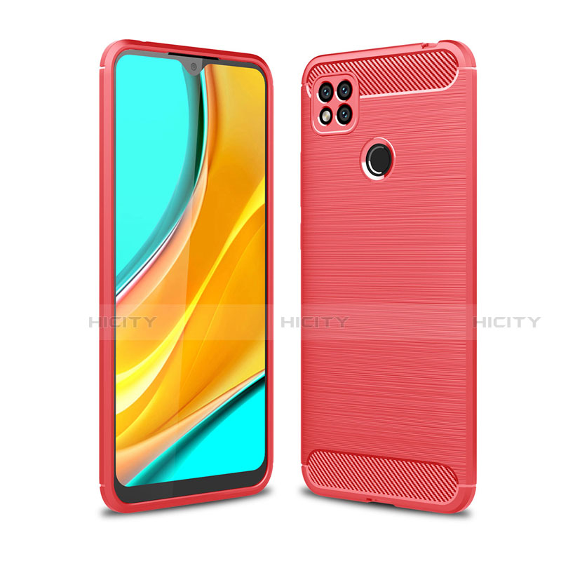 Coque Silicone Housse Etui Gel Line pour Xiaomi Redmi 9 India Rouge Plus