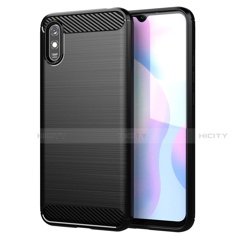 Coque Silicone Housse Etui Gel Line pour Xiaomi Redmi 9A Noir Plus