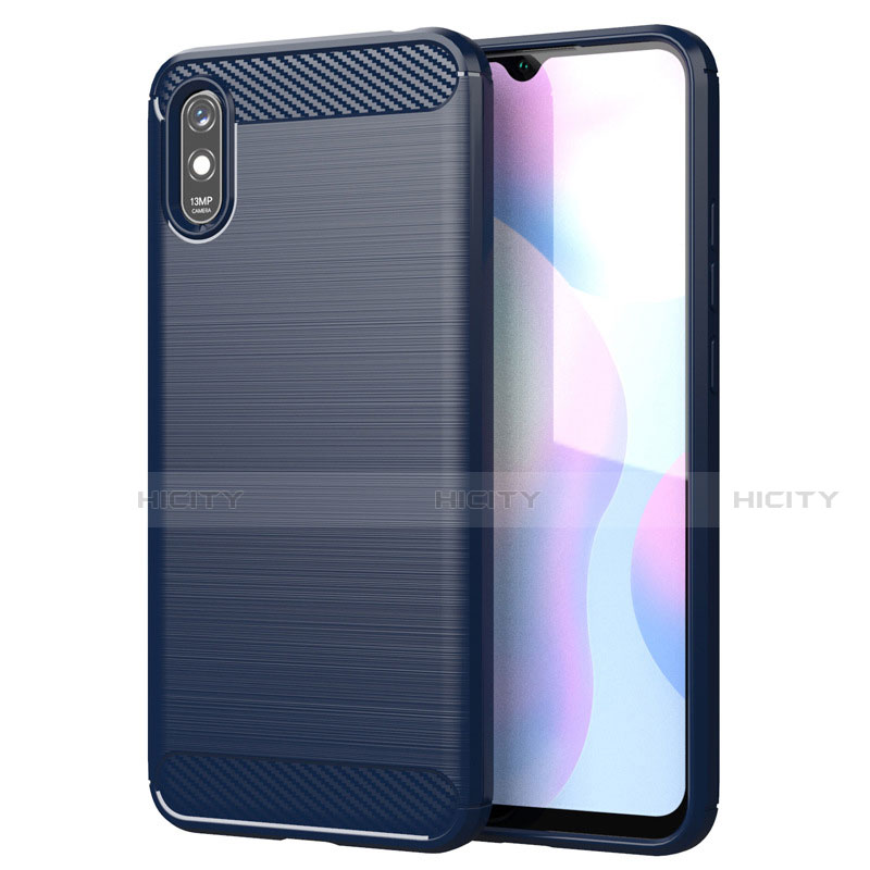 Coque Silicone Housse Etui Gel Line pour Xiaomi Redmi 9i Bleu Plus