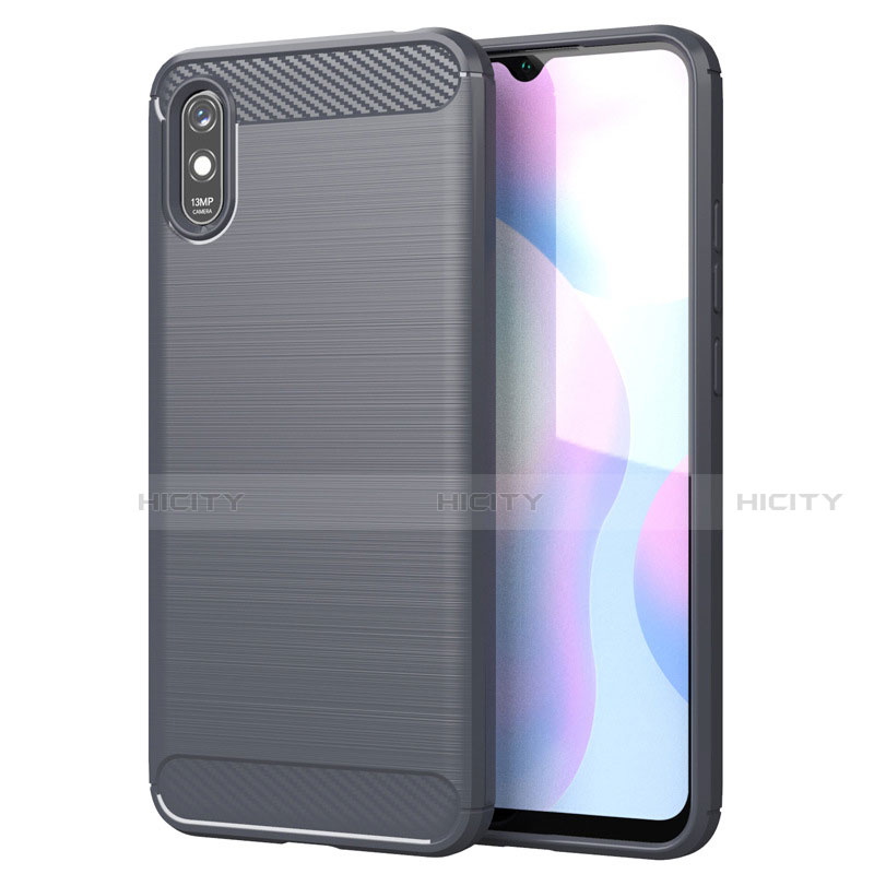 Coque Silicone Housse Etui Gel Line pour Xiaomi Redmi 9i Gris Plus