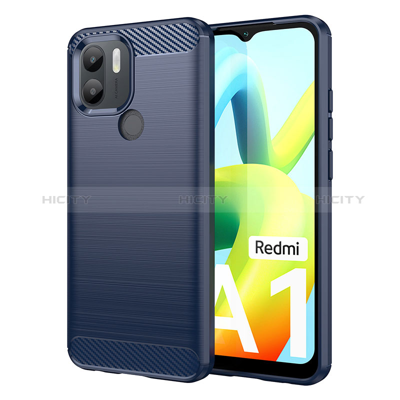 Coque Silicone Housse Etui Gel Line pour Xiaomi Redmi A1 Plus Bleu Plus