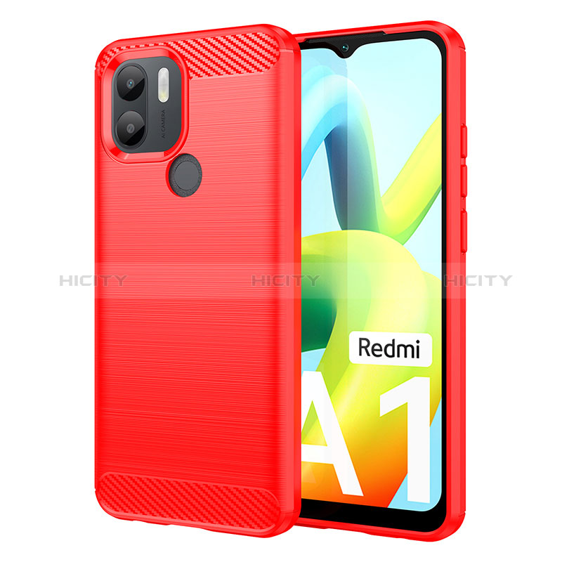 Coque Silicone Housse Etui Gel Line pour Xiaomi Redmi A1 Plus Rouge Plus