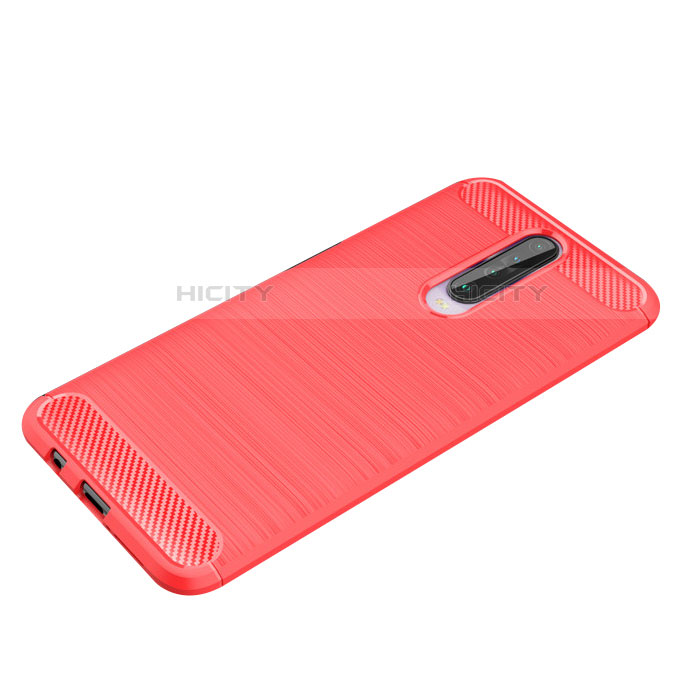 Coque Silicone Housse Etui Gel Line pour Xiaomi Redmi K30 4G Rouge Plus