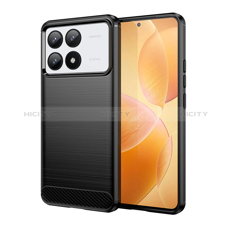 Coque Silicone Housse Etui Gel Line pour Xiaomi Redmi K70 Pro 5G Noir Plus