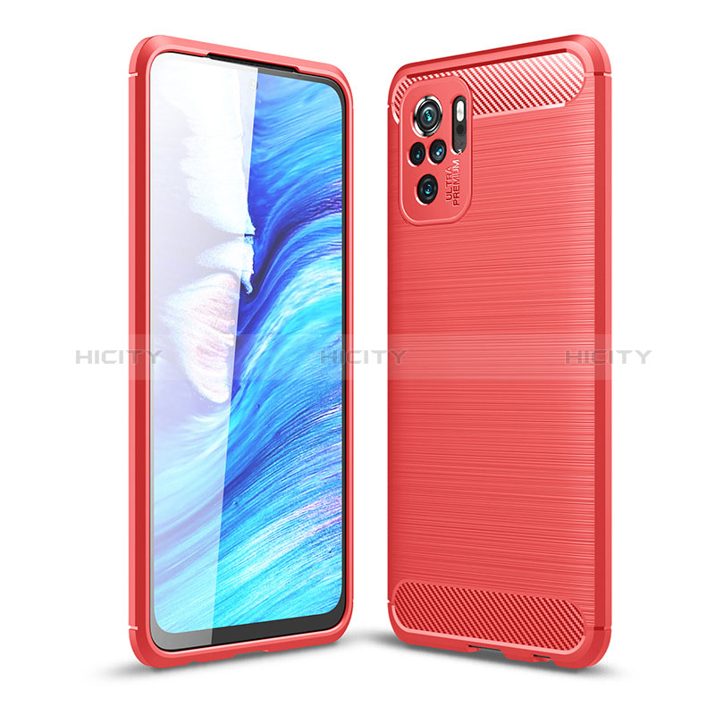 Coque Silicone Housse Etui Gel Line pour Xiaomi Redmi Note 10 4G Rouge Plus