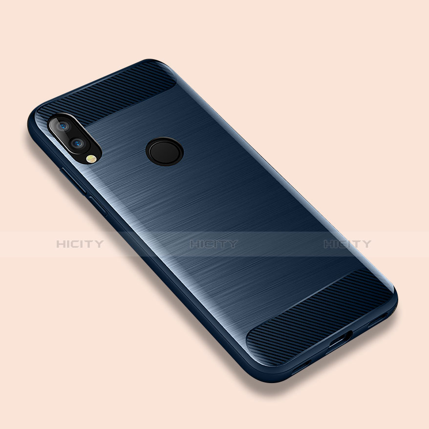 Coque Silicone Housse Etui Gel Line pour Xiaomi Redmi Note 7 Bleu Plus