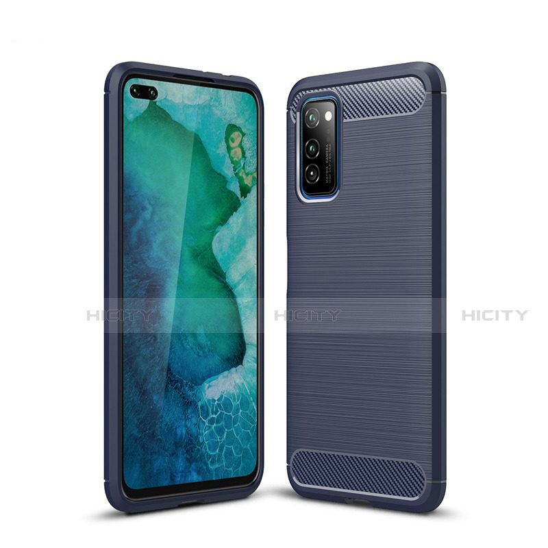 Coque Silicone Housse Etui Gel Line S01 pour Huawei Honor V30 5G Bleu Plus