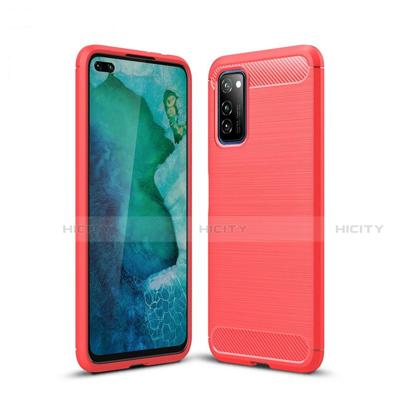 Coque Silicone Housse Etui Gel Line S01 pour Huawei Honor V30 5G Rouge Plus