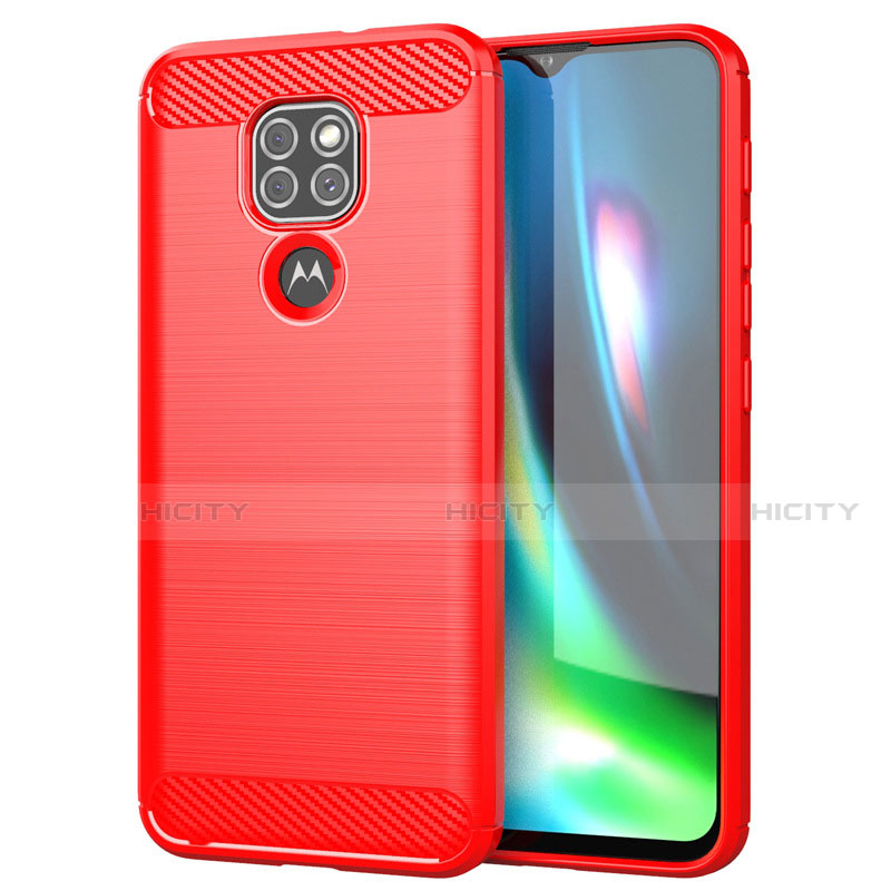 Coque Silicone Housse Etui Gel Line S01 pour Motorola Moto G9 Rouge Plus