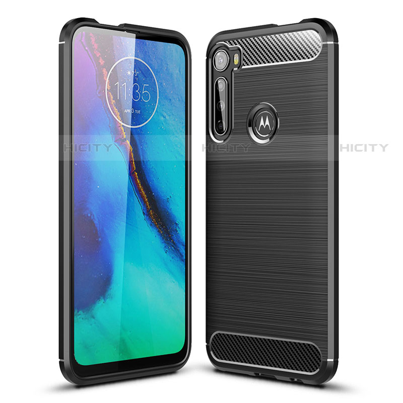 Coque Silicone Housse Etui Gel Line S01 pour Motorola Moto One Fusion Plus Noir Plus